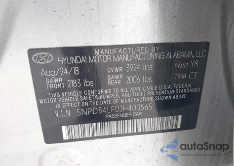 2018 Hyundai Elantra Value Edition z USA, uszkodzony, nr VIN 5NPD84LF0JH400565